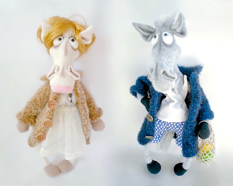 048 Crochet Pattern Mrs and Mr Horse in a coat coat is knitted Amigurumi PDF file by Astashova Etsy image 1