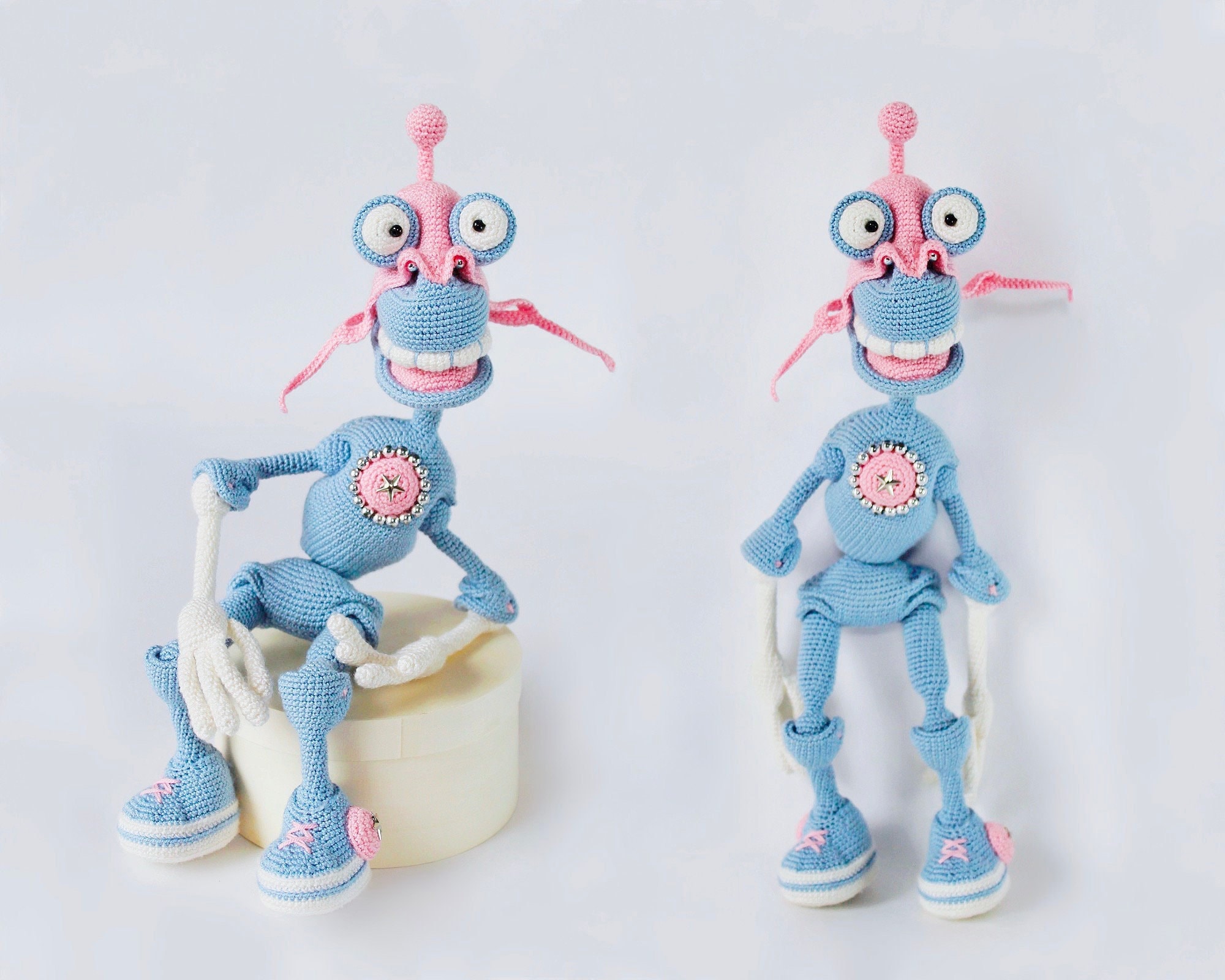30 Beaded Crochet Patterns to Add Sparkle, Texture, and Giftable Charm 4 Robot Amigurumi Crochet Pattern with Bead Detail