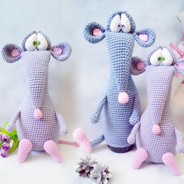 239 Crochet Pattern - Rat or Mouse, wine bottle sleeve  - Amigurumi PDF file by Knittoy Etsy
