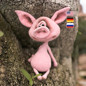 Patrón de crochet para cerdito 193 - Fima, el cerdito - Adorable peluche amigurumi. Tutorial fácil de crochet. Archivo PDF de Pertseva Etsy.