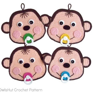 079 Crochet Pattern Baby monkey potholder or decor Amigurumi PDF file by Zabelina Etsy image 6