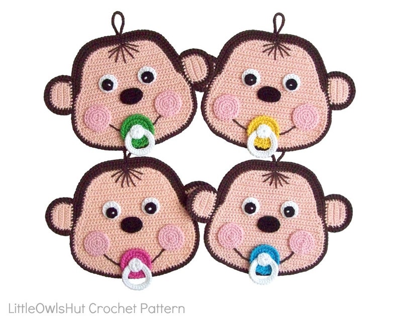 079 Crochet Pattern Baby monkey potholder or decor Amigurumi PDF file by Zabelina Etsy image 6