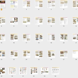 Pode incluir: Uma cole&ccedil;&atilde;o de 34 p&aacute;ginas de instru&ccedil;&otilde;es para fazer croch&ecirc; de v&aacute;rios itens, incluindo uma cesta, uma tigela, um chap&eacute;u e uma boneca. As p&aacute;ginas s&atilde;o numeradas de 1 a 34 e apresentam diagramas detalhados e instru&ccedil;&otilde;es escritas.