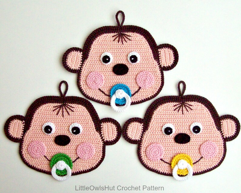 079 Crochet Pattern Baby monkey potholder or decor Amigurumi PDF file by Zabelina Etsy image 5