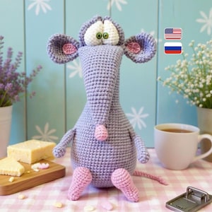 239 Rat Crochet Pattern - Cute Mouse stuffed toy or wine, water, champagne bottle sleeve bag Amigurumi PDF file by Knittoy Etsy