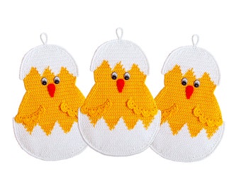 112 Crochet pattern - Little Chicken Easter decor, potholder or decorative pillow - Amigurumi PDF file by Zabelina Etsy