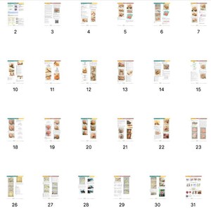 Puede incluir: Un conjunto de 32 p&aacute;ginas con im&aacute;genes y texto, numeradas del 1 al 32. Las p&aacute;ginas est&aacute;n organizadas en formato de cuadr&iacute;cula, con cuatro filas y ocho columnas. Cada p&aacute;gina contiene una imagen y un texto diferentes.