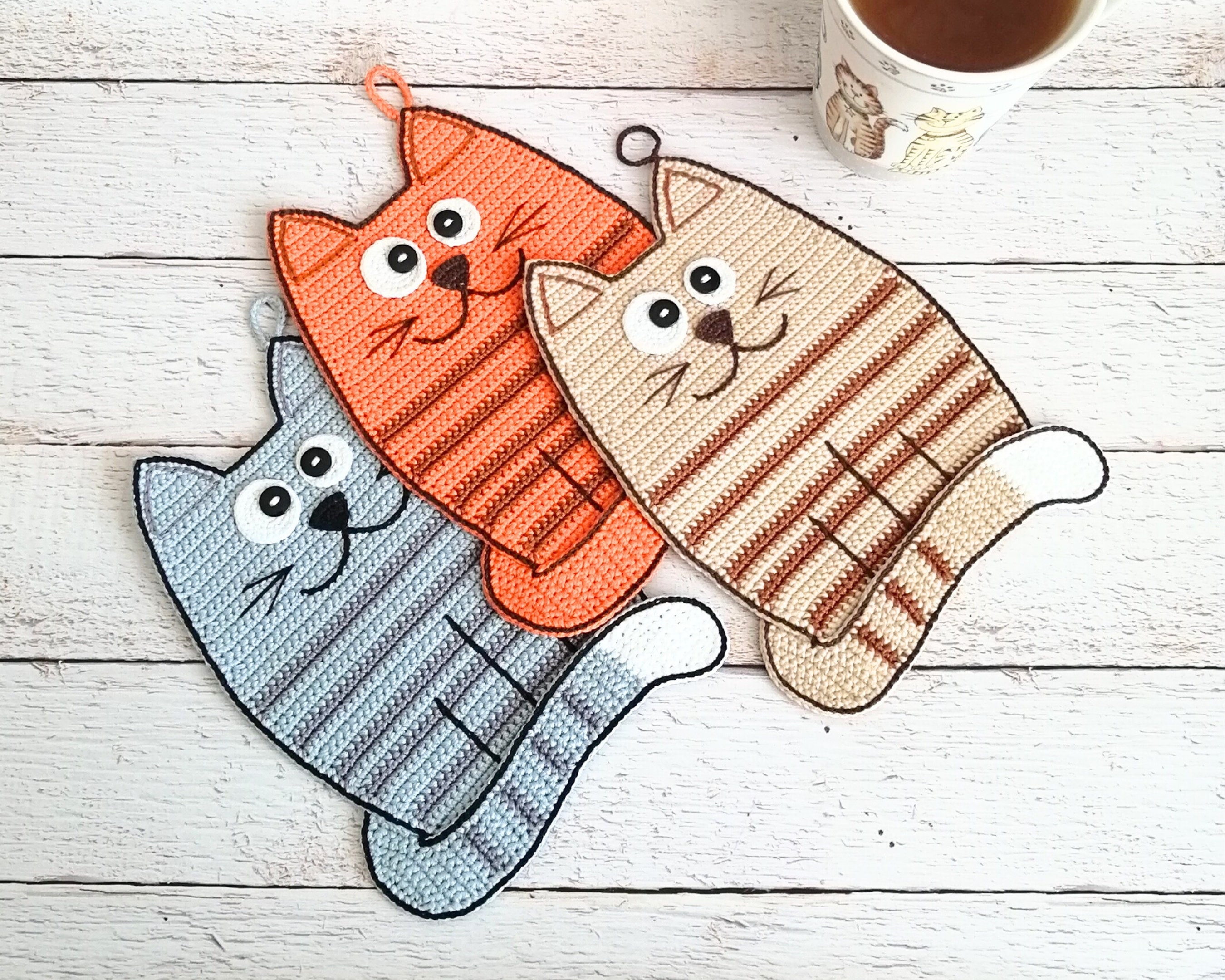 Easy Cat Decor Crochet Pattern with Kitten and Sailor Details