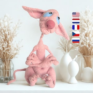 Patrón de gato sin pelo a crochet – Amigurumi de esfinge con armazón de alambre (patrón en PDF) [006 Astashova]