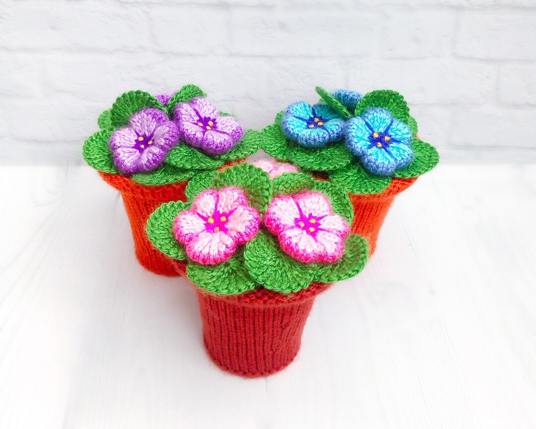 Knitted flowers on sale