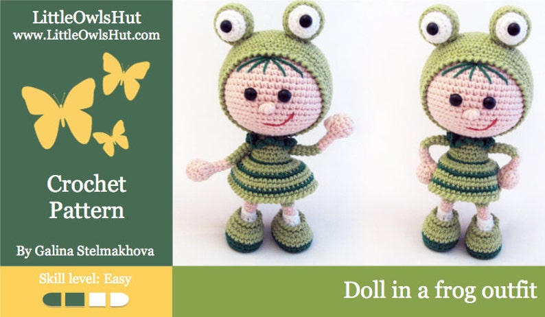 118 Crochet Pattern Girl doll in a frog outfit Amigurumi PDF file by Stelmakhova Etsy image 4