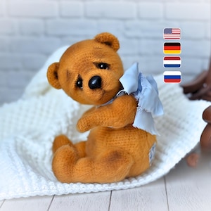 Patrón de crochet 256 Bear - Osito Oliver (sin ropa). Adorable animal. Cabeza y extremidades móviles. Peluche amigurumi en PDF de Ogol Etsy.