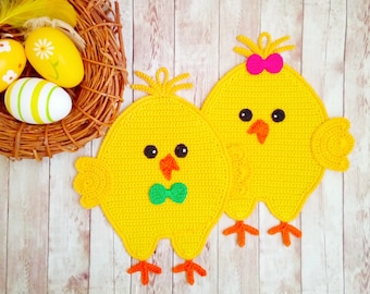 051 Crochet Pattern - Chickens decor, potholder or small pillow - Amigurumi PDF file by Zabelina Etsy