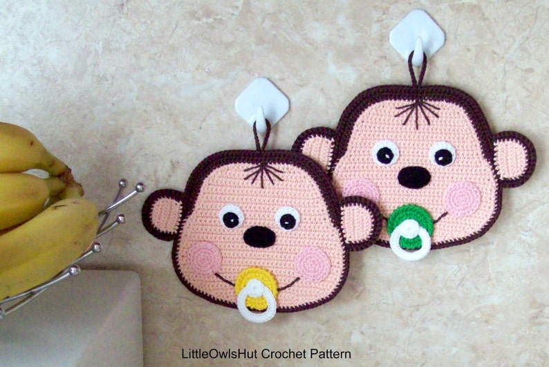 079 Crochet Pattern Baby monkey potholder or decor Amigurumi PDF file by Zabelina Etsy image 2