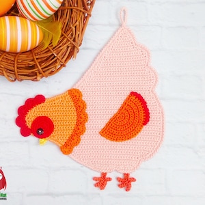 255 Crochet pattern Chicken Hen decor, potholder or decorative pillow Amigurumi PDF file by Zabelina Etsy image 6