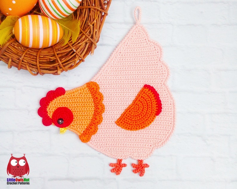 255 Crochet pattern Chicken Hen decor, potholder or decorative pillow Amigurumi PDF file by Zabelina Etsy image 6