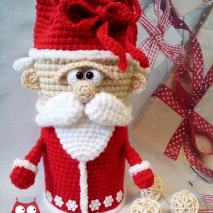 259 Crochet Pattern Santa wine or champagne bottle sleeve PDF file by Knittoy Etsy image 8