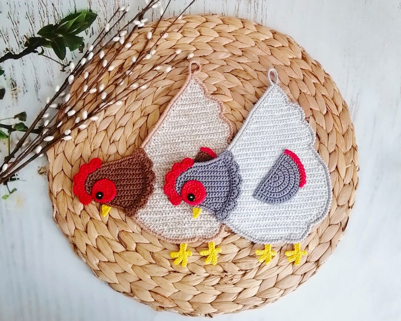 255 Crochet pattern Chicken Hen decor, potholder or decorative pillow Amigurumi PDF file by Zabelina Etsy image 8