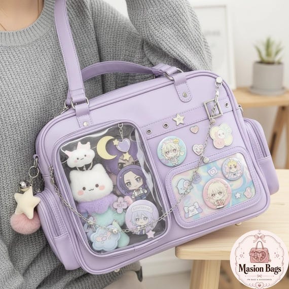Purple Ita Bag for Gamer Girls, Pastel Goth Pin Display Convention
