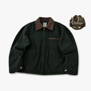 Reworked Vintage Carhartt Detroit Jacket: Moss Green Upcycled Workwear