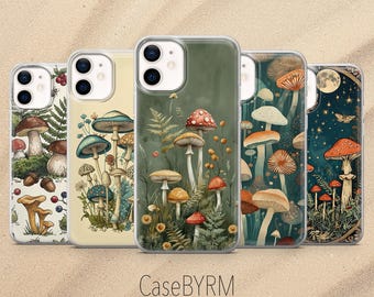 Mushroom Phone Cottagecore Forest Cover for iPhone 17Pro, 16, 15, 14, 13, 12, Samsung S26, S25, S24, S23, A17, A57, A37 Pixel 10, 9