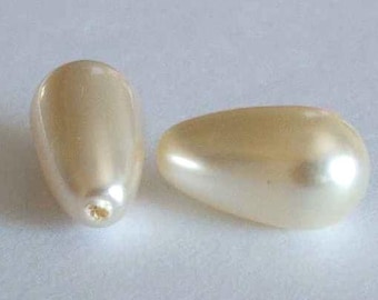 2 SWAROVSKI Half Drilled Drop 5816 15mm CREAM Pearl