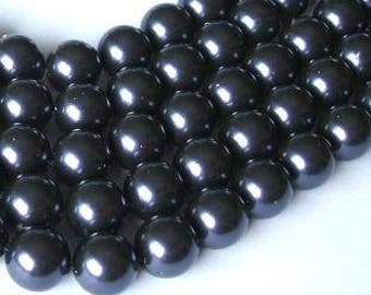 4 SWAROVSKI Round Half Drilled Pearl 5818 8mm DARK PURPLE