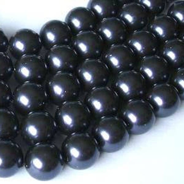 4 SWAROVSKI Round Half Drilled Pearl 5818 8mm DARK PURPLE