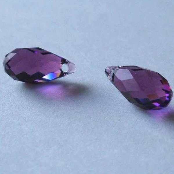 2 SWAROVSKI 6010 Briolette Perles de Cristal 11mm AMETHYST