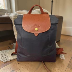 Longchamp Classic Brown & Navy Mini Backpack - Leather Flap Longchamp | Bags | Longchamp Blue Leather Le Pliage Cuir  main image 2