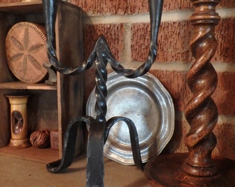 Handforged Iron Twisted Double Candlestick