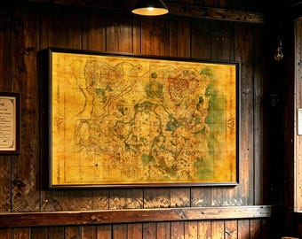 Zelda Breath Of The Wild Hyrule Map，Horizontal Canvas Poster，Wide Wall Art，House warming Gift ，Modern Wall Art，Bedroom Decor