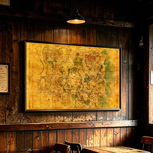 Zelda Breath Of The Wild Hyrule Map，Horizontal Canvas Poster，Wide Wall Art，House warming Gift ，Modern Wall Art，Bedroom Decor