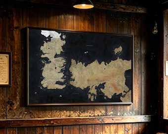 Westeros Vintage Map Poster,Horizontal Canvas Poster，Wide Wall Art，House warming Gift ，Modern Wall Art，Bedroom Decor