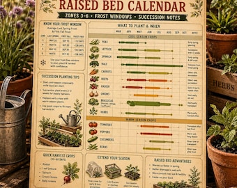 Canada Short Season Planting Calendar PDF Letter + A4 | Zones 3-6 Frost Date Chart