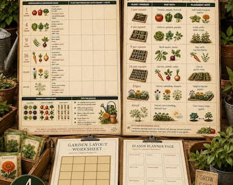 Square Foot Companion Planting Chart Printable | Raised Bed Garden Grid PDF