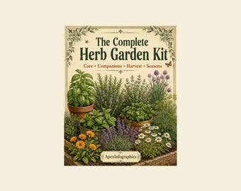Complete Herb Garden Kit | Kitchen Planner, Companion Planting, Harvest Charts (PDF Download)