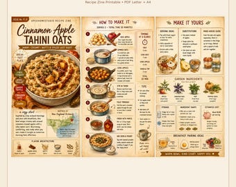 Cinnamon Tahini Apple Oat Breakfast Recipe Zine (Digital Download)