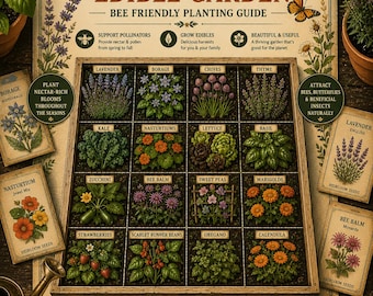 Pollinator Friendly Edible Garden Printable | Bee Friendly Planting Guide PDF Download