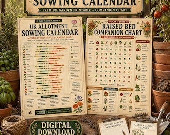 UK Allotment Sowing Calendar | Month-by-Month Vegetable Planting Guide (Digital Download)