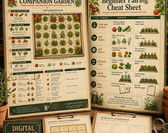 Beginner Raised Bed Companion Planting Kit Printable | Vegetable Garden Planner PDF
