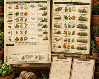 Pest Repelling Companion Planting Chart Printable | Vegetable Garden Guide PDF