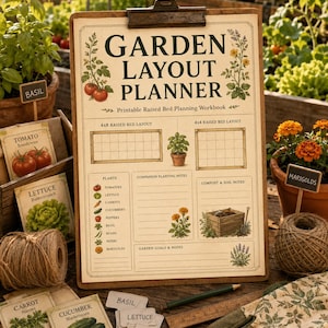 Gemüsegarten Layout-Planer | Hochbeet Pflanzen Arbeitsheft (PDF Download)