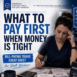 What to Pay First When Money Is Tight | Bill Paying Triage Cheat Sheet | Shift Worker Budget Help PDF