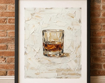 Stampa di Bourbon in un bicchiere / Opera d'arte a tema whisky / Stampa artistica da parete