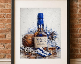 Maker’s Mark / Pallacanestro Kentucky Straight / Whisky Bourbon / Loretto Kentucky / Decorazioni con cavalli / Stampe artistiche da parete