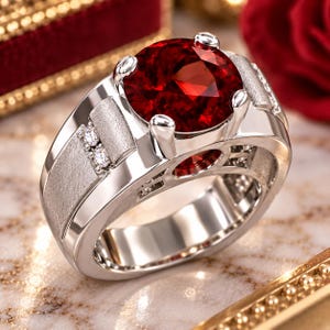Naturlig rubin- och diamantring rundslipad 14K vitguld 2.00 ct || IGL-certifierad ||