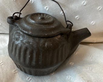 Antike Verkäufer Muster Gusseisen Tee Kaffee Kessel Kanne VTG