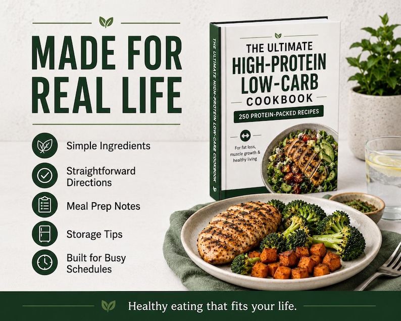 High-Protein Low-Carb Cookbook, 250 Recipes, Meal Plan (Digital Download) image 6