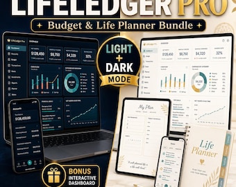 Digital Budget Planner Bundle, Printable Life Planner, iPad Planner PDF, Excel Google Sheets Budget Workbook